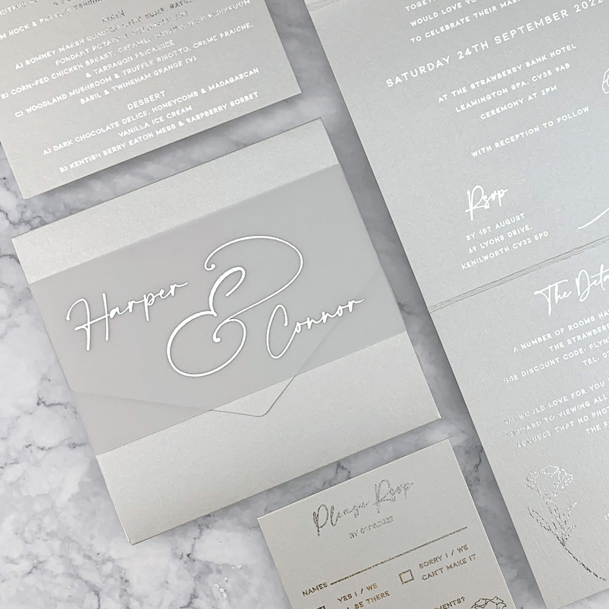Harper Wrap Wedding Invitation - Pure Invitation Wedding Invites